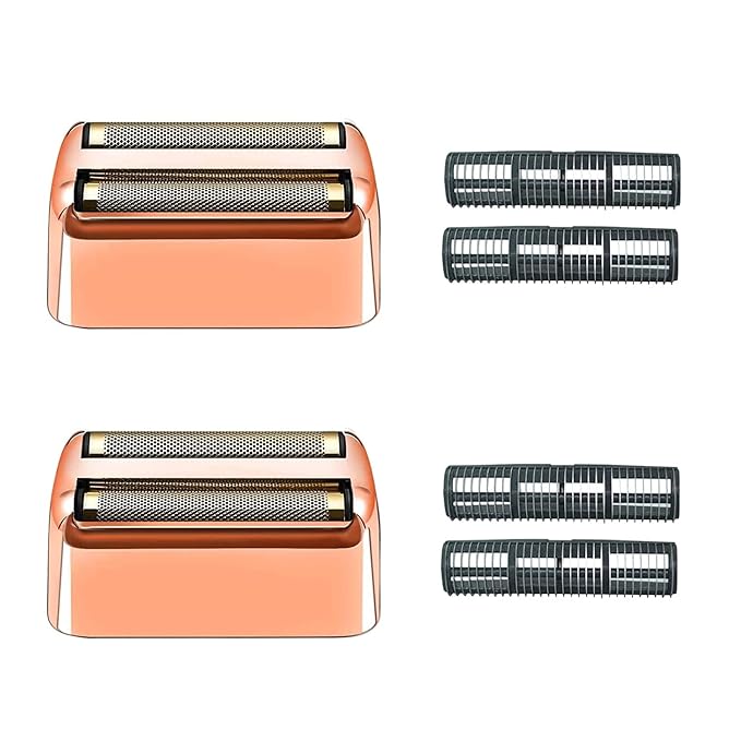 Professional Replacement Foil and Cutters for BaBylissPRO Barberology Double Foil Shaver Compatible with BaBylissPRO Barberology FXFS2 Shaver (Rose Gold)