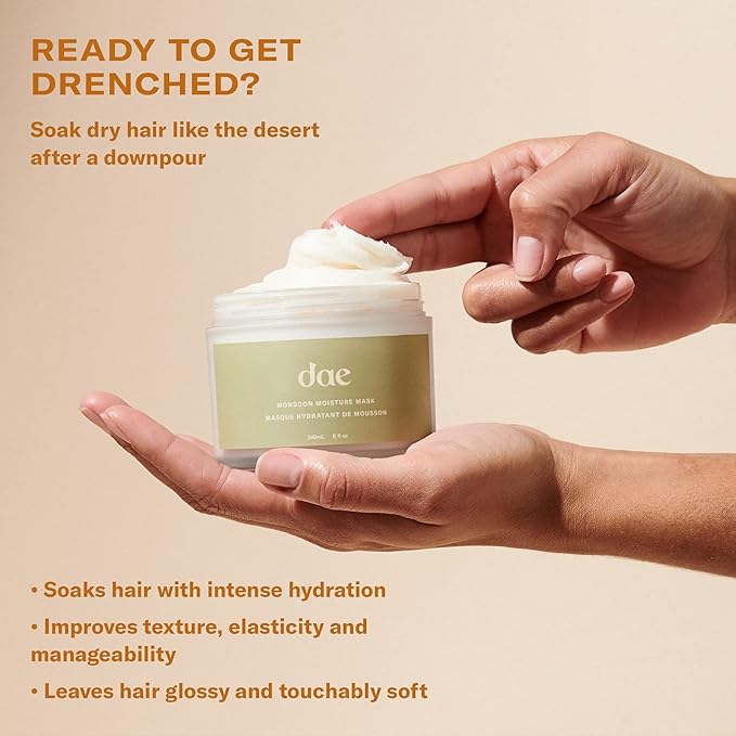 DAE Monsoon Moisture Mask - Intense Hydration Leaves Hair Glossy &amp Smooth Strengthens Elasticity Helps Prevent Damage (8 oz)
