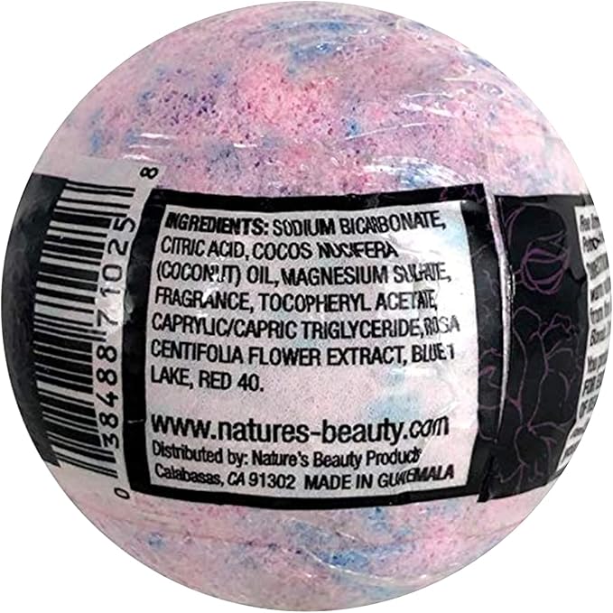 Nature's Beauty Yuzu &amp Rose Oil Bath Bomb Multi-Pack - Natural Hand Crafted Non-Staining Luxury Fizzy Spa Bomb Nourish Dull + Dry Skin Made w/Coconut Oil + Witch Hazel 4.6 oz (4 Pack)