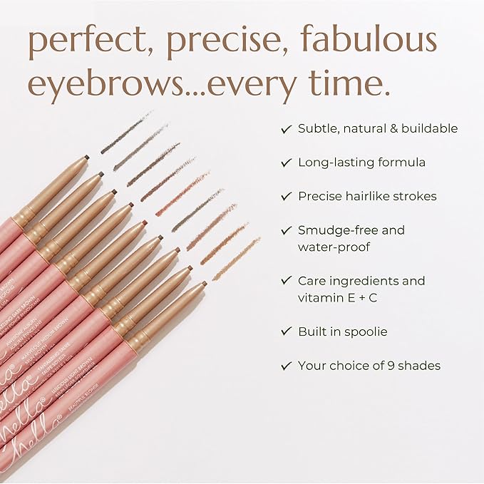 Chella Eyebrow Pencil ? Easy-to-Use Brow Definer for Shaping Filling &amp Blending ? Long-Wear Grey Eyebrow Pencils for Women with Precise Tip (Grey)