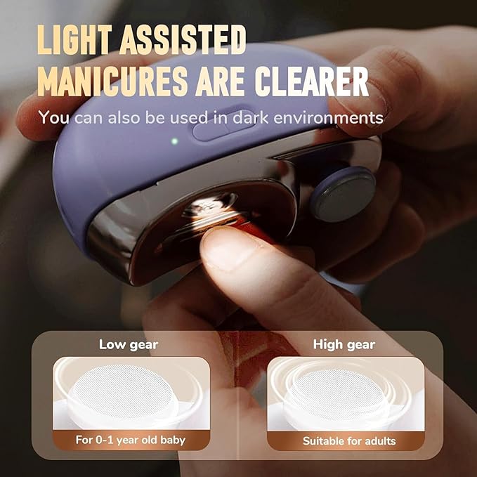1/2PCS Smart Nail Clipper New 3 in 1 Easy Clip Electric Nail Clippers for Seniors Designed for Extra Hard/Thick Hands Feet Nails Polishing Clipper with Light for Limited Mobility People (022PCS)