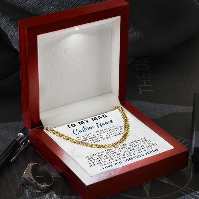To My Man Necklace Custom Cuban Chain Necklace Gift For Husband Valentine Gift For Men Anniversary Birthday Gift For Him Husband Necklace From Wife Boyfriend Jewelry From Girlfriend