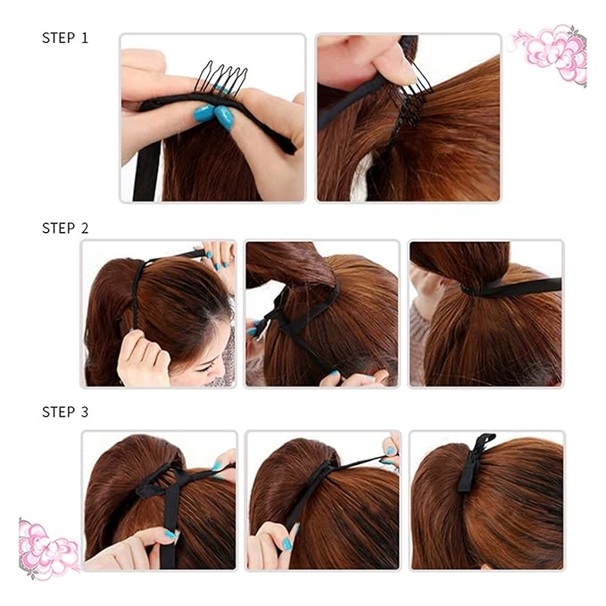 Hair Accessories 1 Pack Long Straight Drawstring Hair Clip Ponytail Extension Synthetic Wig Hair Extensions Bun for Everyday Party Use Hair Pieces For Women(0375CM)