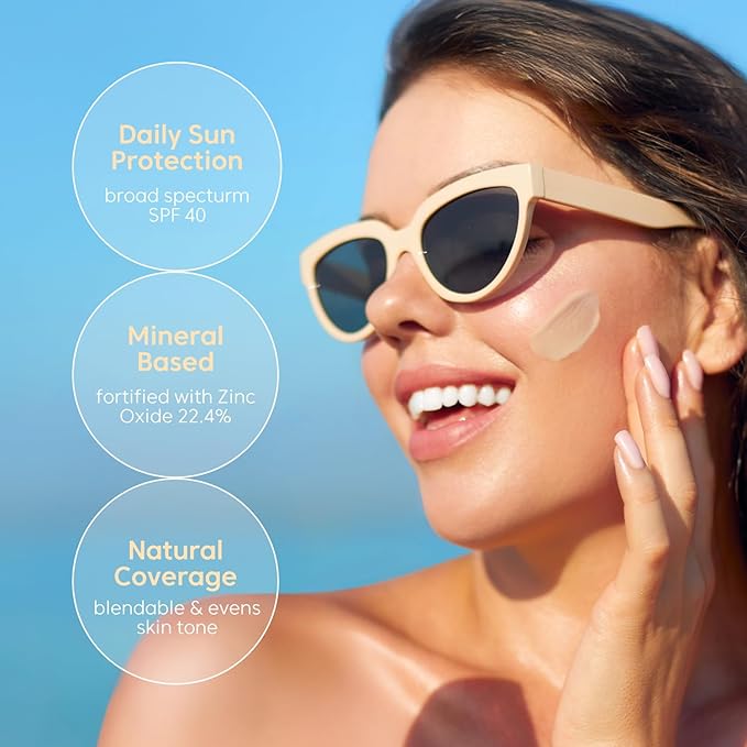 THANKYOU FARMER Sun Project Rice Tinted Mineral Sunscreen SPF40 Broad Spectrum - Korean Face Sunscreen with Zinc Oxide - Tinted SPF with No White Cast Dermatologist-Tested - 1.69 fl oz