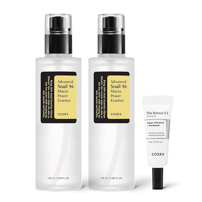 COSRX Snail 96% Mucin Power Essence 2ea &amp Retinol 0.1% Cream Mini Sample 1ea Glass Skin Starter Set Amazon Exclusive Daily Hydrating &amp Firming Korean Skin Care Kit Gift Set Stocking Stuff