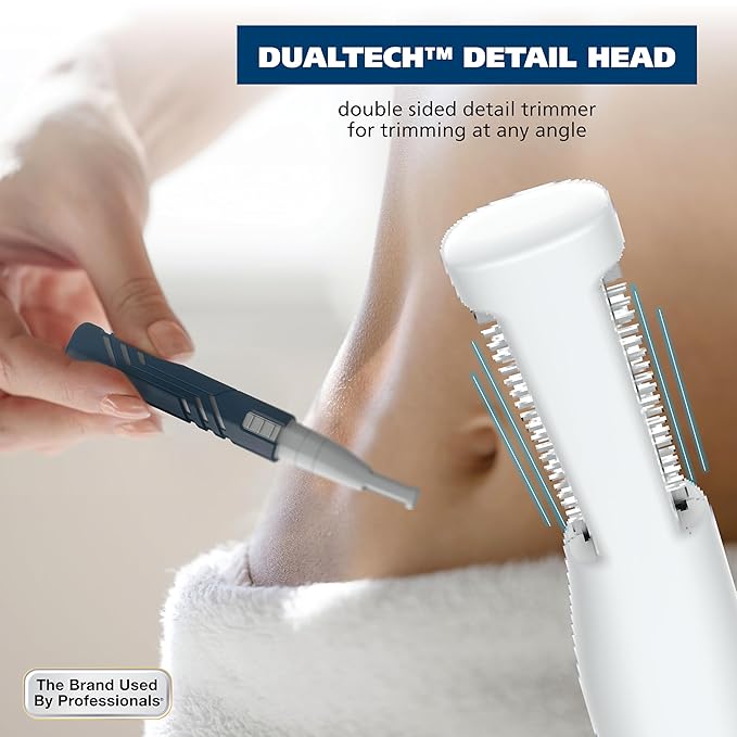 Wahl DualTech® Lithium Battery Dual Sided Eyebrow Bikini and Facial Hair Removal Trimmer for Women with Rubber Grip ? Model 3026636