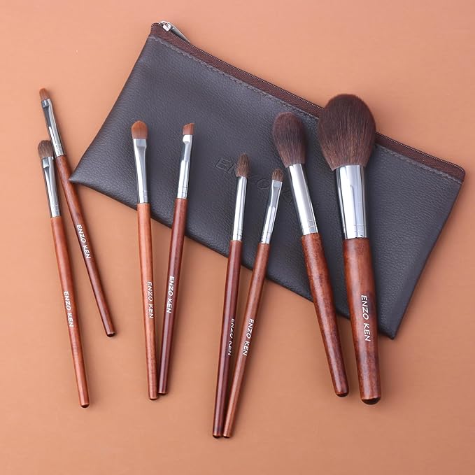 Walnut Makeup Brushes Set Professional Natural Pony Hair Makeup Brush Set with Case Cosmetic Brushes Makeup Set Natural Bristle Makeup Brushes Natural Hair Make up Brush Set Professional.
