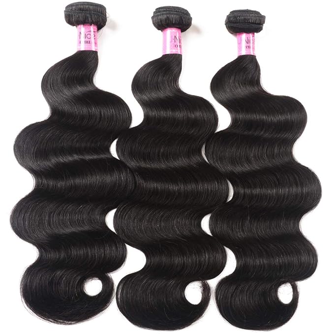 UNice Hair Brazilian Body Wave Human Hair 1 Bundle 100% Unprocessed Virgin Human Hair Weave Extensions Natural Black Color Can be Dyed and Bleached 8 inch