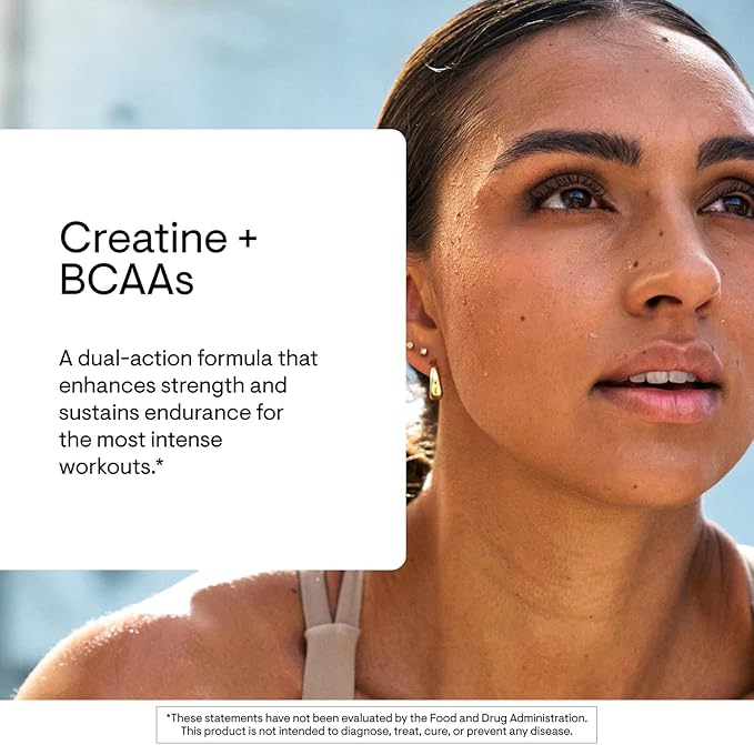 THORNE - Creatine + BCAAs - Micronized Creatine Monohydrate + BCAA Powder - Support for Muscles Exercise Endurance &amp Recovery* - for Women &amp Men - Peach Mango - NSF Certified for Sport - 30 S