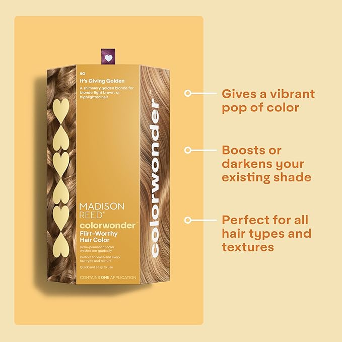 Madison Reed colorwonder Demi-Permanent Hair Color Effortless At-Home Hair Dye Ammonia-Free Cruelty-Free It's Giving Golden (8G Golden Bold) Pack of 2