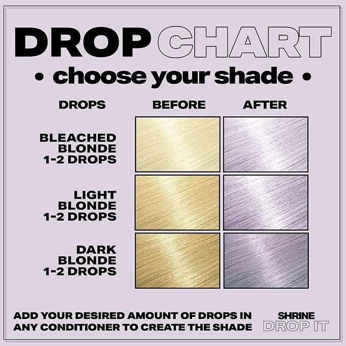 Shrine Drop It - Hair Toner - Temporary Hair Color - Rich Natural Autumn &amp Winter Shades - Semi-Permanent Dye - Vegan &amp Cruelty-Free - Multi-Use - 200 Drops Per Bottle (LILAC TONER)