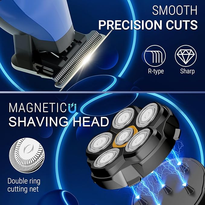 SOLIMPIA Upgraded Head Shavers for Bald Men Hair Trimmer Kit Magnetic Electric Razor Large Battery Capacity Rechargeable LED Display Beard Trimmer Waterproof Wet/Dry Head Shaver