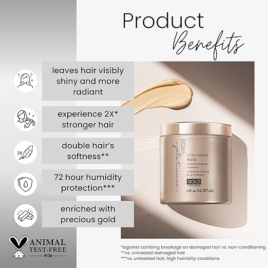Kenra Platinum Luxe Shine Mask |Shine-Enhancing Intensive Conditioning Mask |Increases slip Smoothness &amp Improves Manageability |Experience 2x Stronger Hair* |72 hour humidity protection* |6 oz