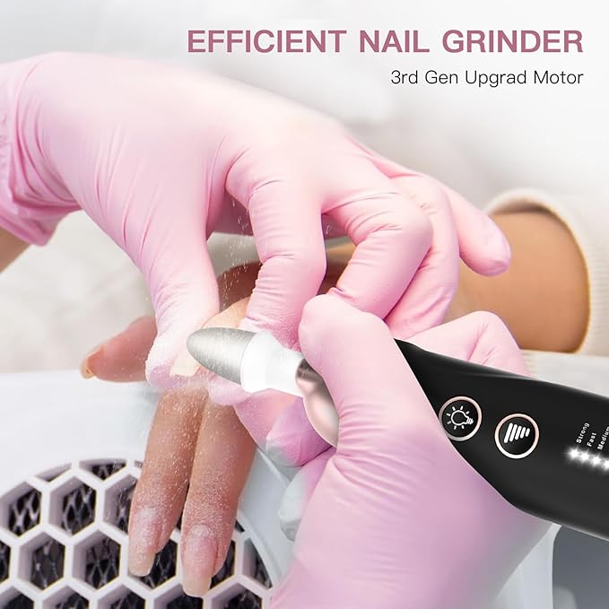 AOMEES Electric Nail File Kit Rechargeable Professional Manicure Pedicure Kit 5 Speeds Hand Foot Care Tool for Nail Grind Trim Polish - with 100Pcs Fine Grit Nail File Sanding Tape