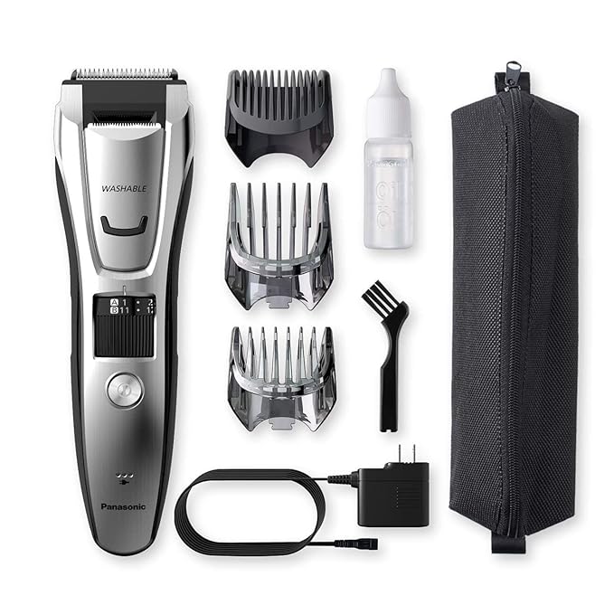 Panasonic Multi-Groomer Electric Beard Trimmer for Men Men?™s Trimmer for Beard Hair and Body 39 Trim Length Settings with 3 Attachments Corded/Cordless Operation ? ER-GB80-S (Silver)