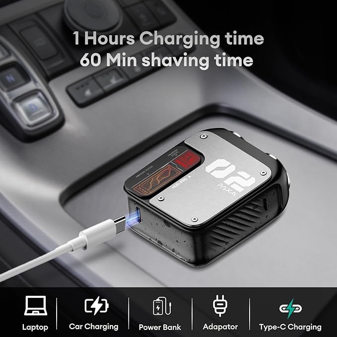 PAXA Mini Electric Shaver for Men9000Rpm Electric Razor for MenMagnetic Dual-Head Rotary Pocket Shaver IPX7 Waterproof Wet &amp Dry for Shaving FaceUSB-C Rechargeable for HomeCarTravel(Gray)