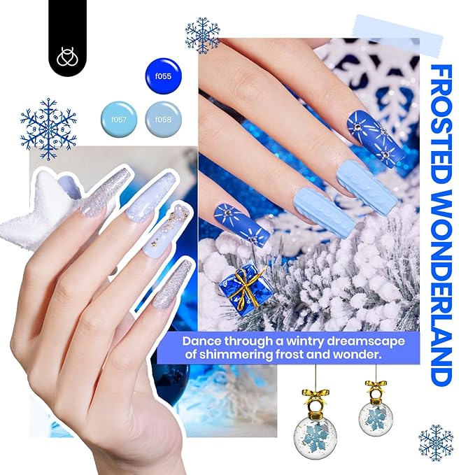 Beetles Christmas Gel Nail Polish Set Glitz Galaxy UV LED Soak Off Gel Kits 44Pcs Burgundy Red Gold Green Silver Blue Pink Sparkle Shade with Base Top Coat Winter Manicure Gift for Women