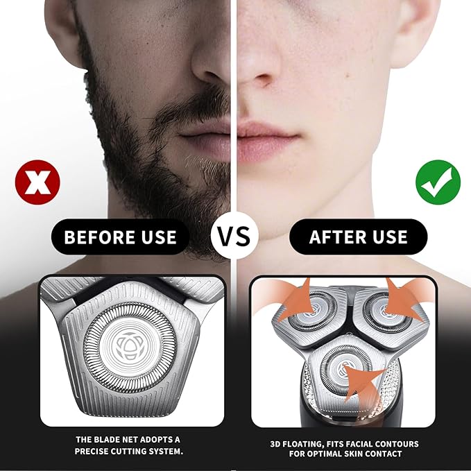 SH71/50 Shaving Heads Compatible with Phili*s Shavers Series S5000 (S5XXX)S7000 (S7XXX) for SH60/70 and SH70/70 (Silver)