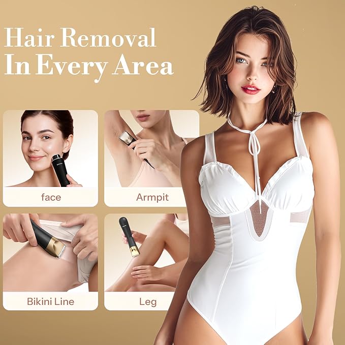 Bikini Trimmer for Women 2 in 1 Electric Shaver for Women Bikini RazorWaterproof IPX7 with LED Pubic Hair Trimmer for Leg Arm Underarm Bikini Area Pull Bows Gift Box for Friends(Black Gold)