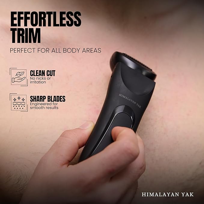 Dual-Head Electric Body Hair Trimmer for Men &amp Women Waterproof Groin &amp Bikini Shaver Wet/Dry Groomer with Replaceable Ceramic BladesUSB Recharge Dock Hygiene Razor for Full-Body Use
