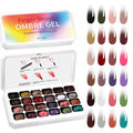 24 Colors Ombre Gel Nail Polish SetOmbre Pigment for NailsGradient Painting Gel with 100Pcs Nail Sponges for 3D Gels Nail Art can be Painted in Salon or Home Use