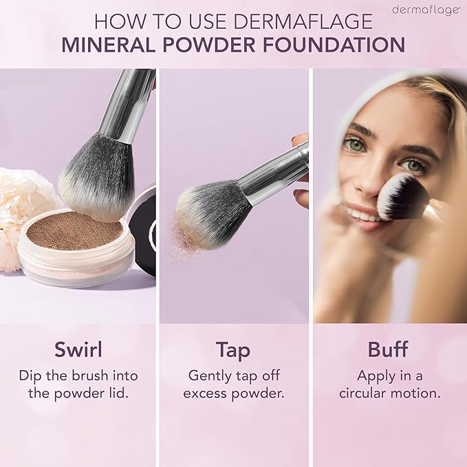 Dermaflage Mineral Powder Sunscreen for Sensitive Skin - Full Coverage Conceals Acne Scars &amp Discoloration Made in the Shade 7g/0.25 oz - Dark