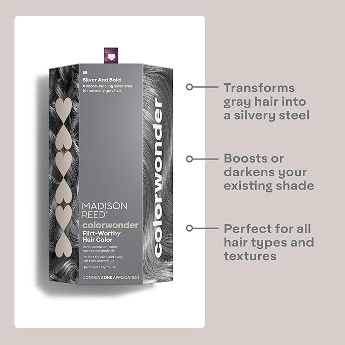 Madison Reed colorwonder Demi-Permanent Hair Color Effortless At-Home Hair Dye Ammonia-Free Cruelty-Free Silver and Bold (8S Silver Steel) Pack of 1