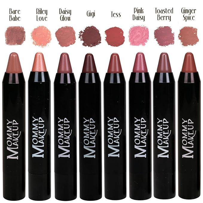 Mommy Makeup Triple Sticks Lipstick Cream Blush &amp Treatment All-In-One with Shea &amp Cocoa Butter - Soft &amp Creamy Moisturizing Lip Crayon For Lips &amp Cheeks (Riley Love)