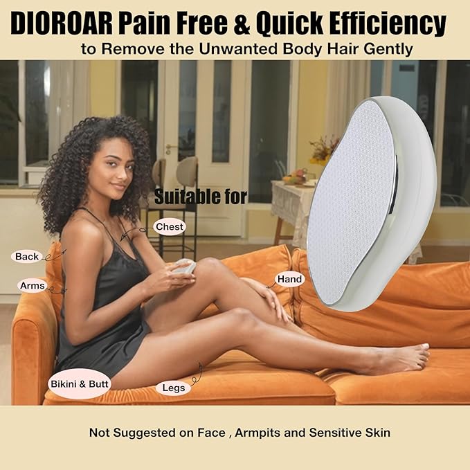 Crystal Hair EraserUpgrade Crystal Hair RemoverPhysical Nano Glass Hair Removal DevicePainless Epilator and Exfoliator Without Shaver for Quick Soft Silky Skin(Silver)