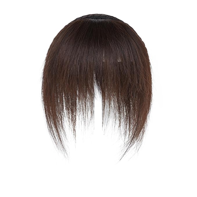 10 Straight Hair Piece With Twist Braid Headband for Women Human Hair Clip In Topper Hair Extension With Bangs (3# Dark Brown)