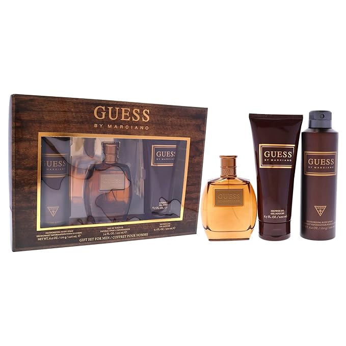 Guess by Marciano for Men - 3 Pc Gift Set 3.4oz EDT Spray 6.7oz Shower Gel 6.0oz Deodorizing Body Spray