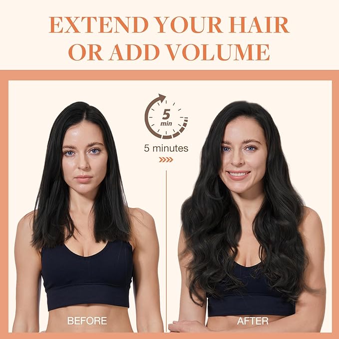 GOO GOO Invisi Edge Clip in Hair Extensions 22inch 110g 7Pcs Injected Seamless PU Clip in Hair Extensions Virgin Real Human Hair 4A Chocolate Brown