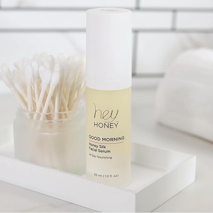 Hey Honey Good Morning Honey Silk Facial Serum | Anti-Aging Vitamin C &amp Hyaluronic Acid Serum for Radiant Skin Boosts Glow Smooths Fine Lines Strengthens Skin Barrier | 1 oz