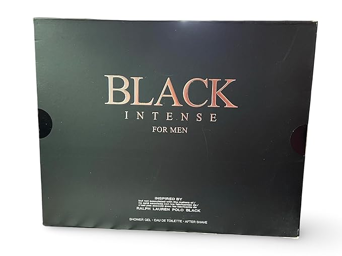 Black Intense For Men Gift Set Shower Gel 2.8 Fl Oz Eau de Toilette 1.7 Fl Oz After Shave 2.8 Fl Oz - Notes: Sage Absinthe Lemon