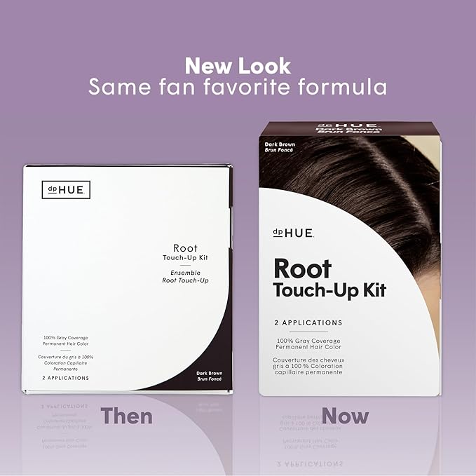 dpHUE Root Touch-Up Kit Dark Brown - Permanent Hair Color for Gray Coverage - Includes Two Applications - Paraben SLS &amp SLES Sulfate Free - Leaping Bunny Certified