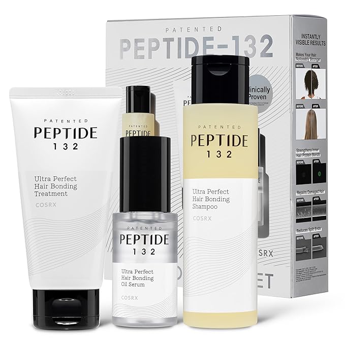 COSRX PEPTIDE 132 Hair Care Set - Bonding Shampoo Treatment &amp Oil Serum Bond Repair Treatment Hair Gift Set for Damaged Dry Hair Scalp Treatment for Dandruff Dry &amp Itchy Scalp Stocking S