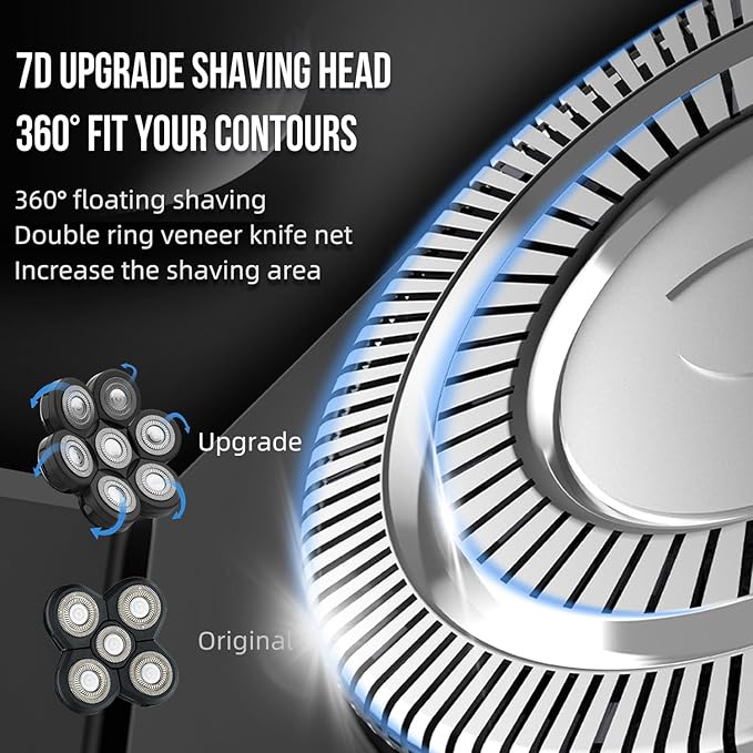 Bald Head Shaver Replacement Blades for Head Shaver Premium 7 Blades Shaver Replacement Heads for Universal Head Shavers and Freedom Bald Men Grooming 3 Cleaning Brush 3 Pack