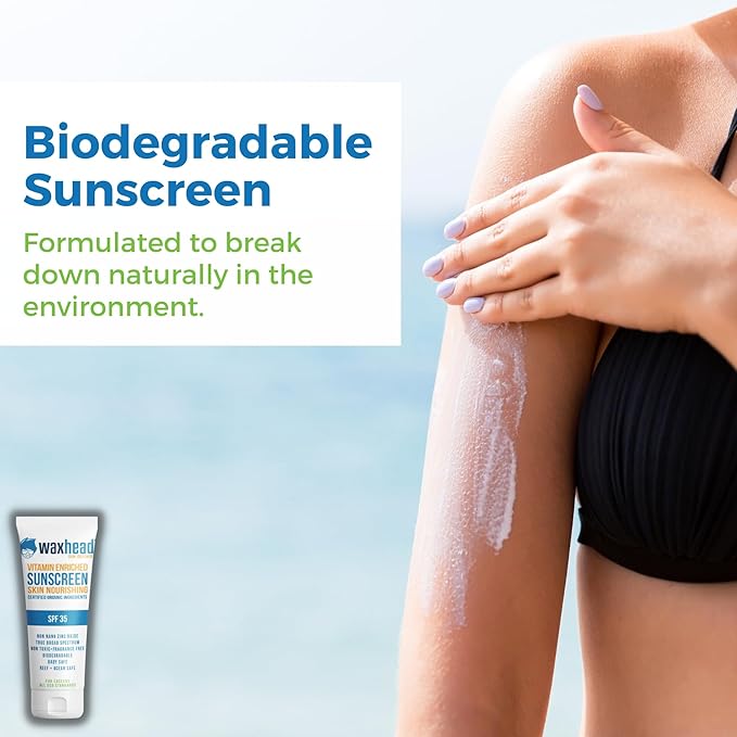 Waxhead Non-Nano Zinc Oxide Sunscreen EWG Sunscreen with Zinc Oxide for Face + Body Mineral Natural Non-Toxic Pure Sunblock Biodegradable Cream Lotion Sun Block Tattoo Eczema Vitamin D + E (4oz)