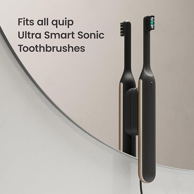 quip Ultra Brush Pod Refill Heads - 4 Pack - Verified quip Brush Head Refills for Sonic Electric Toothbrushes - Soft Bristles Compact - Last 3 Months Each - Black