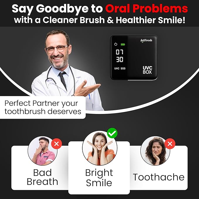 UV Toothbrush Sanitizer Holder &amp Cleaner with LED Clock Display &amp Hot Air Drying ? Wall-Mounted UV Tooth Brush Holder for Bathroom Decor Travel Use Rechargeable Portable Design Fits All Bru