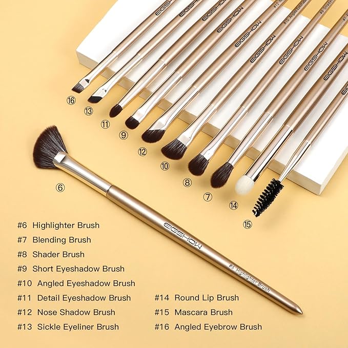 EIGSHOW Professional Makeup Brush Set 16pcs with Case for Mascara Eyeliner Eyeshadow Concealer Foundation Powder Make up Brushes Kit (Monarch Butterfly)