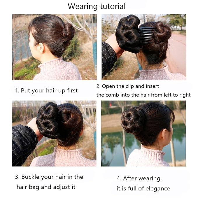 Hair Accessories 1 Pack Synthetic Bun Ponytail Bun Fancy Curly Hair Bun Claw Clip Ponytail Hair Extension Women Bun Wig Hair Pieces For Women(1pcs-03)