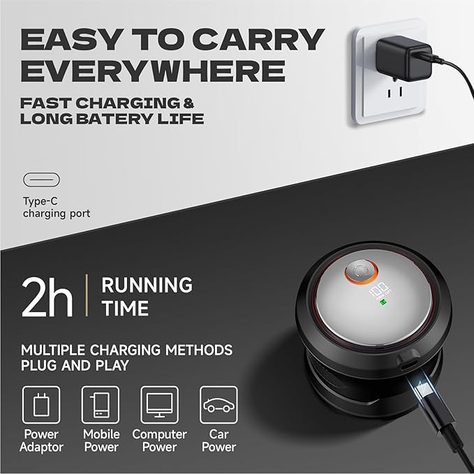 Bald Hair Clipper Hair Trimmer for A Bald Head Beard Shaver Magnetic Six-Blade Head Easy to Clean USB Charging Two-Speed Settings Extra-Long Battery Life an Ideal Gift for Fathers and Men
