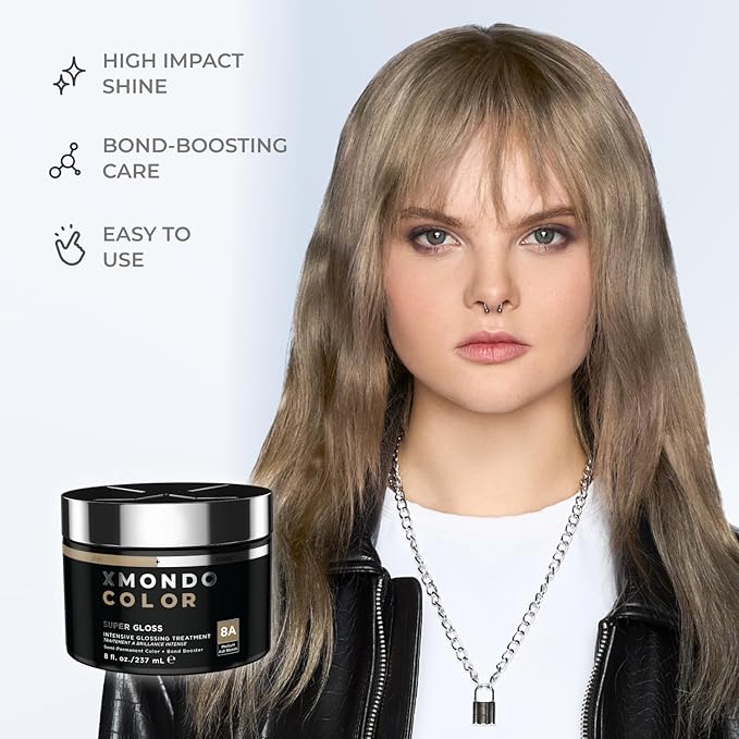 XMONDO Color Ash Blonde Color Depositing Mask &amp Semi-Permanent Hair Dye Super Gloss Infused with Bond Boosters for Nourishment Revitalize &amp Repair Vegan Formula 8 Fl Oz