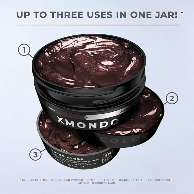 XMONDO Color 5N Dark Brown Color Depositing Mask &amp Glossing Treatment Infused with Bond Boosters for Nourishment Revitalize &amp Repair Vegan Formula 8 Fl Oz