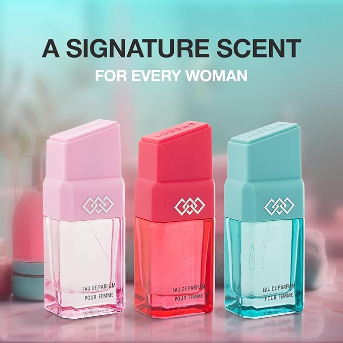 LEG3ND Set of 3 Pour Femme - Fresh Floral &amp Sweet Cologne for Women - Long-Lasting Luxury Fragrance with Essential Oils - Comes in a Glass Bottle Spray (15ml each)