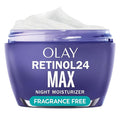 Olay Retinol Face Moisturizer 24 MAX Anti-Aging Night Cream for Women Fragrance-Free Non Greasy - Anti-Wrinkle Smooth Fine Lines Tightening Hydrating Skin Care - Peptides Glycerin 1.7 Oz