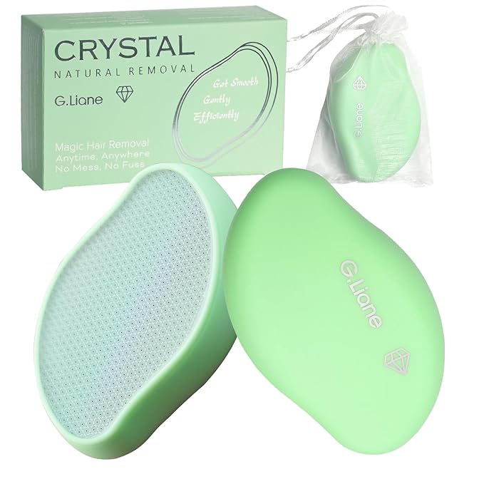 Premium Crystal Hair EraserPainless Exfoliation Hair Removal EpilatorNano Glass Hair Remover for WomenNatural Gentle and Efficient Shaver Trimmer on Leg Arm(Grass Green)