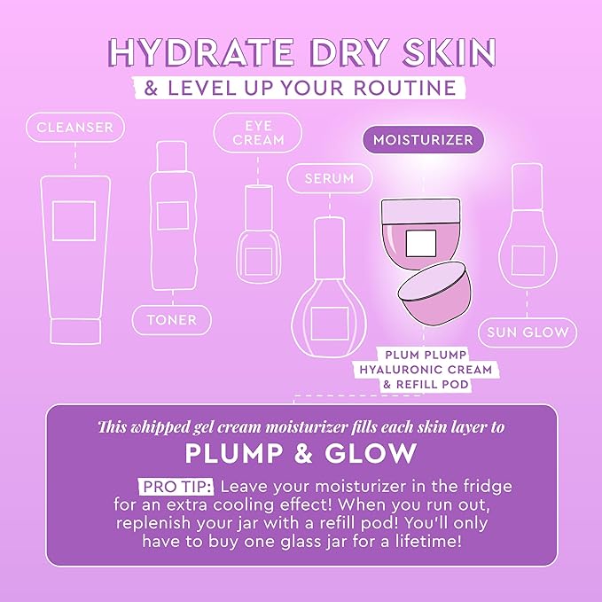 Glow Recipe Plum Plump Hyaluronic Acid Face Cream Refill - Hydrating Firming &amp Plumping Facial Moisturizer for Women &amp Men - Korean Skin Care with Polyglutamic Peptides for Dry Skin Wrinkles