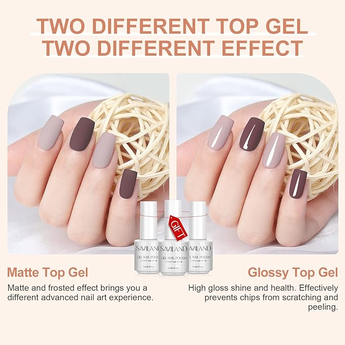 SAVILAND 33PCS Gel Nail Polish Set Classic Glitter White Soak-off U V Nail Polish with Base &amp Glossy Matte Top Gel French Manicure Nail Art Starter Set for Salon Home &amp Gifts